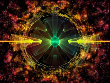 Dalga Fonksiyonu serisi. Ses eşitleyici, müzik spektrumu ve kuantum olasılığı konularında renkli sinüs titreşimleri, ışık ve fraktal elementlerin düzenlenmesi