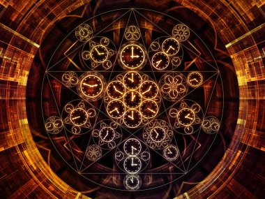 Saat serisi daireler. Soyut tasarım saat semboller ve bilim, eğitim ve tahmini konusu fraktal öğelerinde yapılan