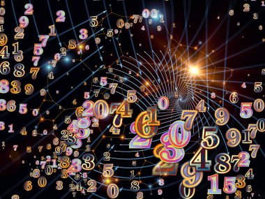 Numara dünya serisi. Basamak ve fraktal öğeleri mecazi ilişki bilim, eğitim ve modern teknoloji ile kompozisyon