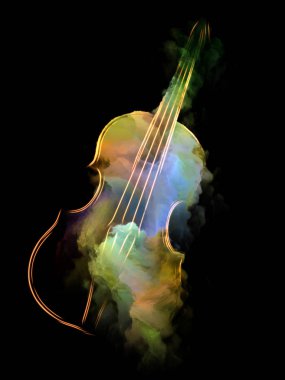 Müzik rüya serisi. Keman ve soyut renkli boya ile müzik aletleri, melodi, ses, performans sanat ve yaratıcılık projelerde kullanmak için arka plan yaptı