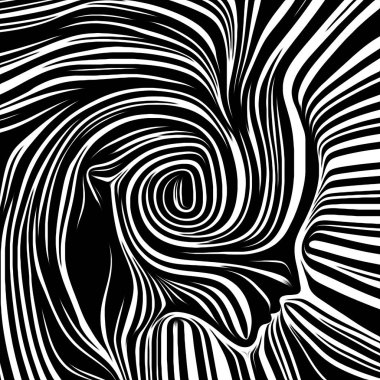 İç geometri serisi. İnsan ruhu, iç tiyatro, sanat, şiir ve Maneviyat konusundaki geleneksel gravür tarzında işlenmiş yüz insan etkileşimi