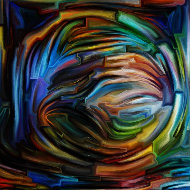 Birlik parçalanmış dünya serisi. Vitray desen, renk parçacıkları, hayal gücü, yaratıcılık sanat ve tasarım konuyla ilgili kompozisyon