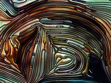 Sıvı Desen serisi. Doğa, güzellik ve maneviyat üzerine çalışmalar için yapılmış Art Nouveau 'yu andıran lekeli cam tasarımının görsel olarak memnun edici bileşimi