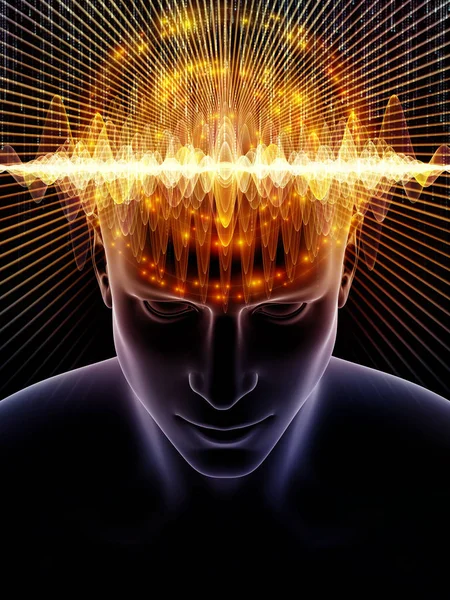 Mind Waves Series Abstract Background Made Illustration Human Head Technology — Stock Photo, Image