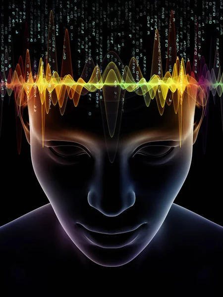 Mind Waves Series Design Made Illustration Human Head Technology Symbols — Stock Photo, Image