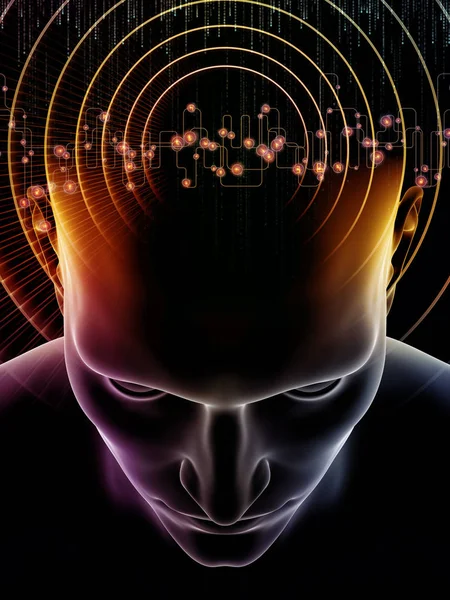 Mind Waves Series Backdrop Illustration Human Head Technology Symbols Complement — Stock Photo, Image