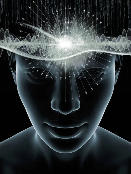 Serie Mind Waves Composición Abstracta Ilustración Cabeza Humana Símbolos Tecnológicos — Foto de Stock
