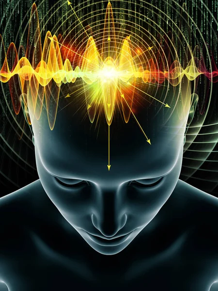 Mind Waves Series Abstract Arrangement Illustration Human Head Technology Symbols — Stock Photo, Image