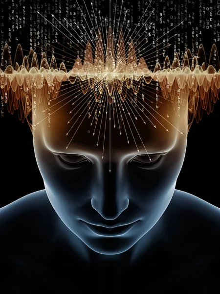 Mind Waves Series Creative Arrangement Illustration Human Head Technology Symbols — Stock Photo, Image