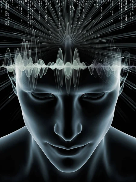 Umysł Serii Fale Układ Ilustracja Głowy Człowieka Technologii Symboli Temat — Zdjęcie stockowe