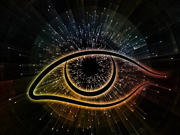 Auge Des Wissens Arrangement Von Augensymbol Und Pfeil Zum Thema — Stockfoto