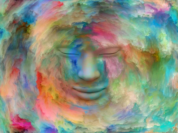 Mind Fog Series Interplay Rendering Human Face Morphed Fractal Paint — Stock Photo, Image