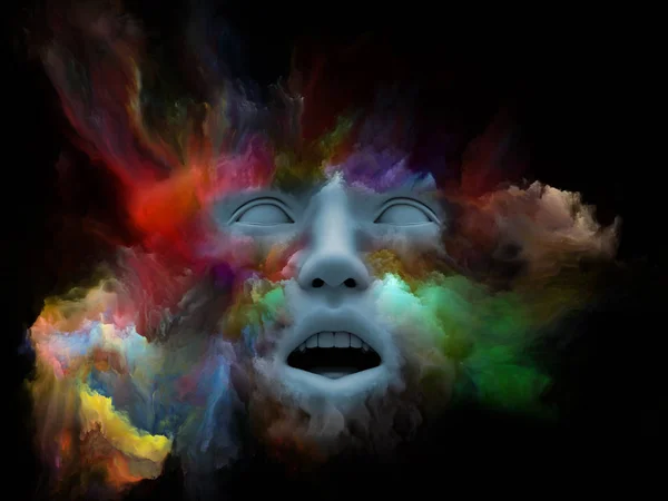 Mind Fog Series Rendering Human Face Morphed Fractal Paint Metaphor — Stock Photo, Image
