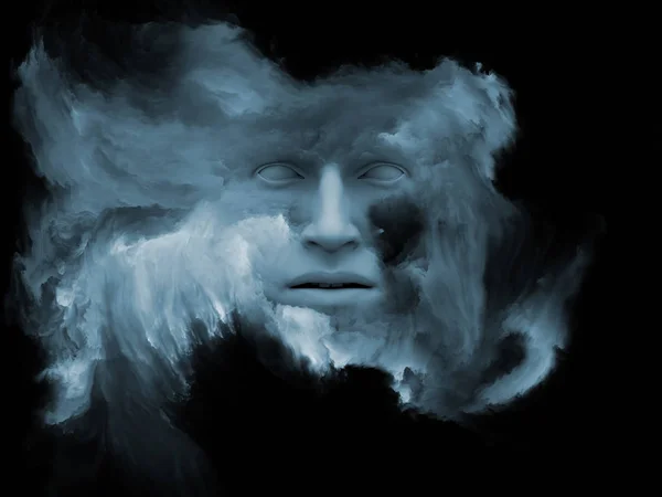 Серія Mind Fog Ілюстрація Людської Голови Забарвлена Фрактальною Фарбою Придатна — стокове фото