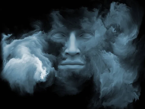 Série Mind Fog Illustration Visage Humain Façonné Avec Peinture Fractale — Photo