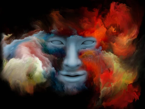 Série Mind Fog Rendu Visage Humain Transformé Avec Peinture Fractale — Photo