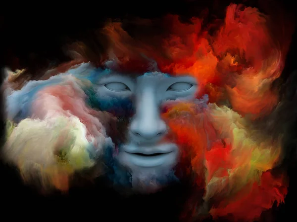 Mind Fog series. 3D rendering of  human face morphed with fractal paint to complement your design on the subject of inner world, dreams, emotions, creativity, imagination and human mind