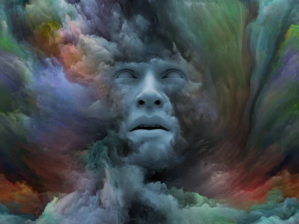 Mind Fog Series Rendering Human Face Morphed Fractal Paint Complement — Stock Photo, Image