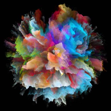 Renkli Duygular serisi. Renk patlamasından oluşan arkaplan sıçrama patlaması ve hayal gücü, yaratıcılık sanatı ve tasarım projelerinde kullanılmak için uygun