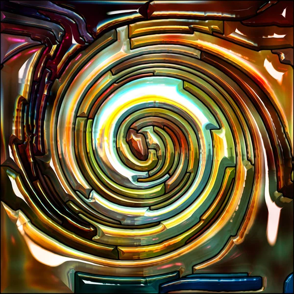 Serie Spiral Twirl Sfondo Composto Vetrate Fantasia Vortice Frammenti Colore — Foto Stock