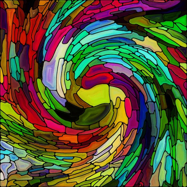 Série Twirl Espiral Composição Fundo Padrão Redemoinho Vidro Manchado Fragmentos — Fotografia de Stock