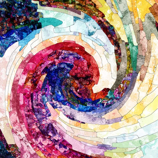 Serie Espiral Twirl Arreglo Patrón Remolino Vidrieras Fragmentos Color Sobre — Foto de Stock