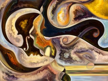 İnsan doku serisi. İnsan yüzü soyut kompozisyonu, zengin renkler, Organik dokular, eğriler uygun iç dünya, zihin, ruh ve doğa ile ilgili projelerde akan