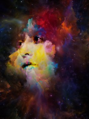 Evren bize hatırlıyorum serisi olacak. Kadının yüzü, Bulutsusu ve yıldız mecazi ilişki evren, doğa, insan aklının ve hayal gücü ile kompozisyon