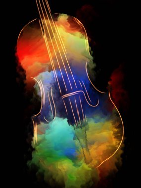 Müzik rüya serisi. Müzik aletleri, melodi, ses, performans sanat ve yaratıcılık bu konuda keman ve soyut renkli boya soyut tasarım yapılmış