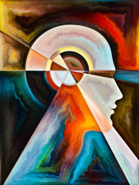 Human Texture series. Abstract composition of human face, rich colors, organic textures, flowing curves suitable in projects related to inner world, mind, soul and Nature