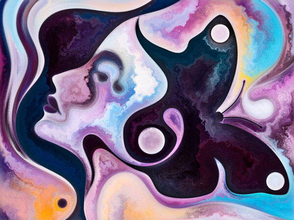 Серия текстур человека. Состав человеческого лица, насыщенные цвета, органические текстуры, текучие кривые, подходящие в качестве фона для проектов по внутреннему миру, разуму, душе и природе
