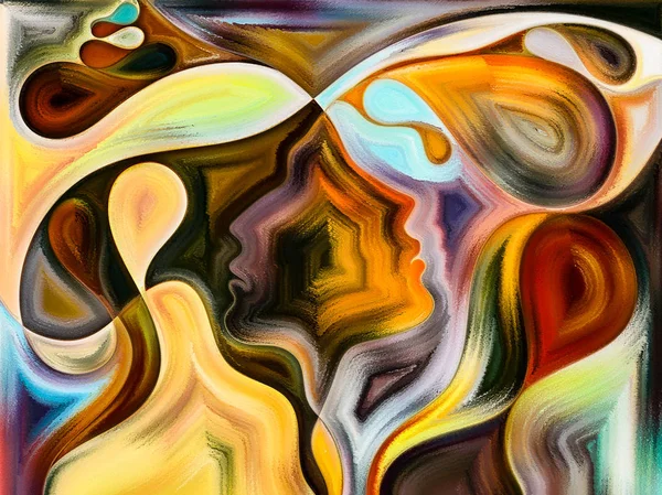 Beziehungen Textur Serien Zusammenspiel Von Menschlichen Gesichtern Farben Organischen Texturen — Stockfoto