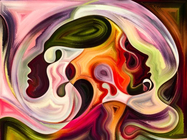 Relationships in Texture series. Abstract design made of people faces,  colors, organic textures, flowing curves on the subject of inner world, love, relationships, soul and Nature