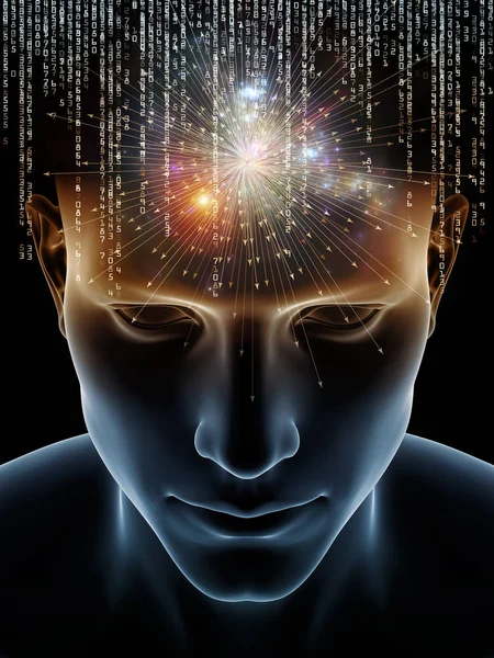 Mind Waves Series Creative Arrangement Illustration Human Head Technology Symbols — Stock Photo, Image