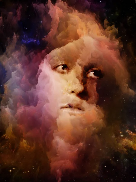 Universe Remember Series Artistic Abstraction Composed Woman Face Nebula Stars — Stock Photo, Image