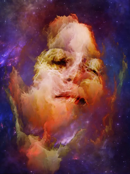 Universe Remember Series Backdrop Woman Face Nebula Stars Complement Your — Stock Photo, Image