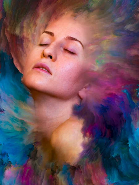 Serie Mundial Diseño Compuesto Por Retrato Femenino Fusionado Con Pintura — Foto de Stock