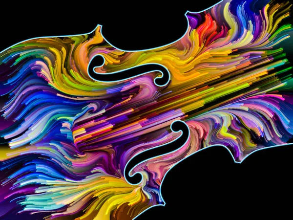 Painted Music Symbols series. Outlines of a violin and multicolored streaks on the subject of performance art, song, sound and melody themes.