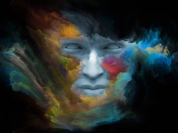 Serie Mind Fog Composición Representación Cara Humana Transformada Con Pintura —  Fotos de Stock