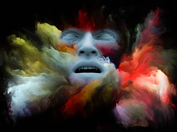 Serie Mind Fog Representación Cara Humana Transformada Con Pintura Fractal —  Fotos de Stock