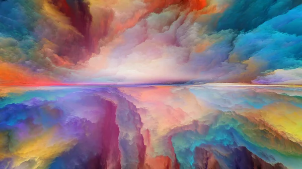 梦幻土地系列 山水画 创造力和想象力的数字色彩背景构成 — 图库照片