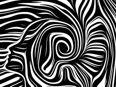 İç geometri serisi. İnsan ruhu, iç tiyatro, sanat, şiir ve Maneviyat konusundaki geleneksel gravür tarzında işlenmiş yüz insan etkileşimi