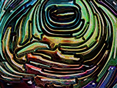 Canlı Fraktal Geometri serisi. Hacim 3 boyutlu fraktal parçacığın bileşimi hayal gücü, yaratıcılık sanatı ve tasarım projeleri için zemin olarak siyah üzerine izole edilmiş.