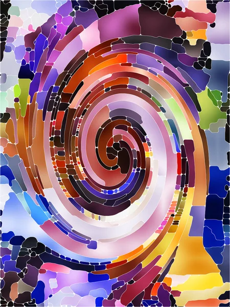 Série Twirl Espiral Composição Padrão Redemoinho Vidro Manchado Fragmentos Cor — Fotografia de Stock
