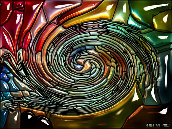 Serie Espiral Twirl Diseño Abstracto Hecho Patrón Remolino Vidrieras Fragmentos — Foto de Stock