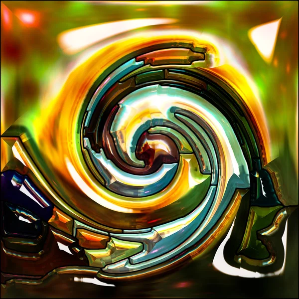 Spiral Twirl Series Backdrop Stained Glass Swirl Pattern Color Fragments — Stock Photo, Image