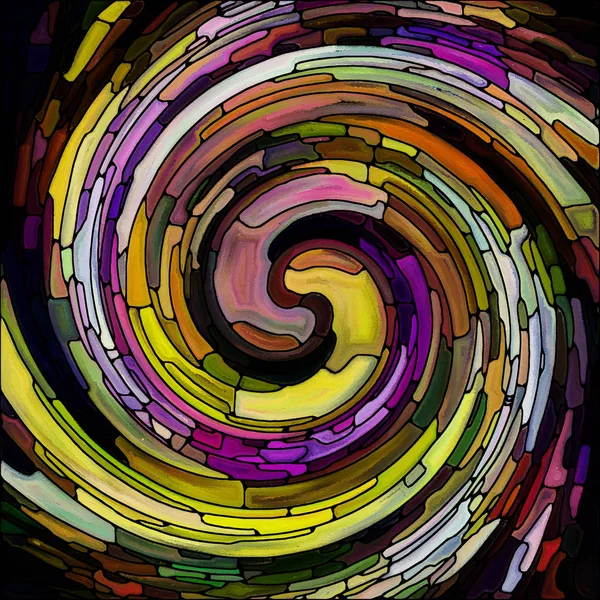Spiral Burgu Serisi Vitray Girdap Desen Renk Parçaları Inşaat Üstünde — Stok fotoğraf
