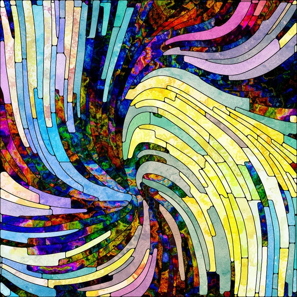 Serie Espiral Twirl Fondo Vidrieras Patrón Remolino Fragmentos Color Sobre —  Fotos de Stock