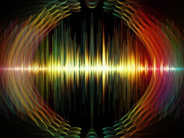 Dalga fonksiyonu serisi. Renkli sinüs titreşimlerin tasarlamak zemin, ışık ve fraktal elemanları üzerinde ses ekolayzer, Resimler için müzik spektrum ve kuantum olasılık