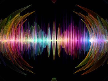 Dalga fonksiyonu serisi. Renkli sinüs titreşimlerin tasarlamak zemin, ışık ve fraktal elemanları üzerinde ses ekolayzer, Resimler için müzik spektrum ve kuantum olasılık